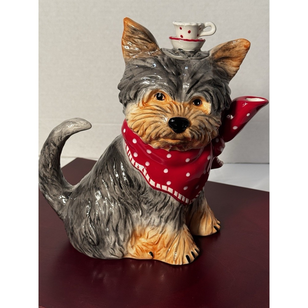 Blue Sky Clayworks * Ruby * Black and Tan Dog * Ceramic Tea Pot *